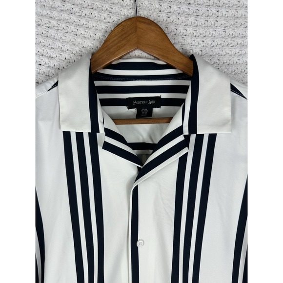 Porter & Ash Other - PORTER & ASH Kinetic Stretch Short Sleeve Button Shirt Nvy & Wht Striped Large L